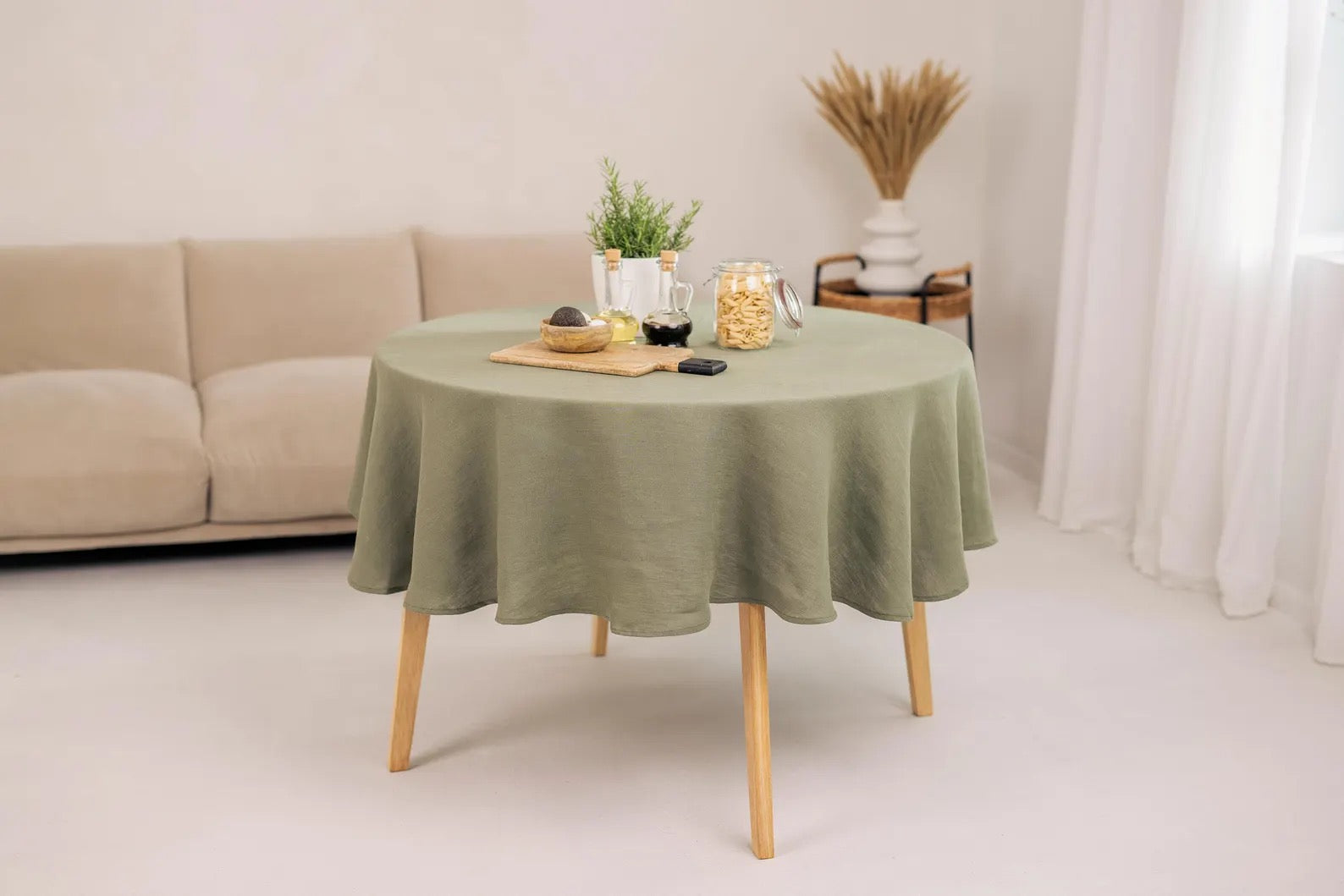 Soft Washed Linen Tablecloth: Custom Size, Natural Colors Mother's Day Gift Easter decor