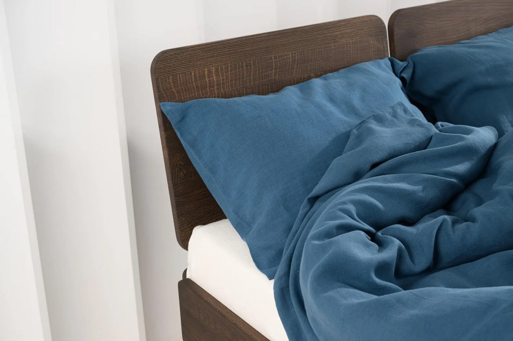 Ocean Blue Linen Duvet Cover: Stonewashed Flax Bedding, King/Queen Comforter Thermoregulating